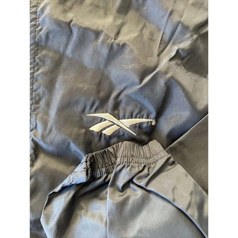 Vintage Reebok Jacket Men Sz M Windbreaker 90s Embroidered Spell Out Retro Blue